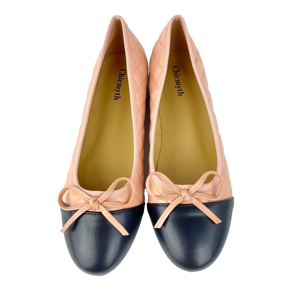 NEW Chicmyth Ballet Flats Womens 9 Shoes 41 Slip on Retro Loafers Pink & Black - Picture 6 of 9